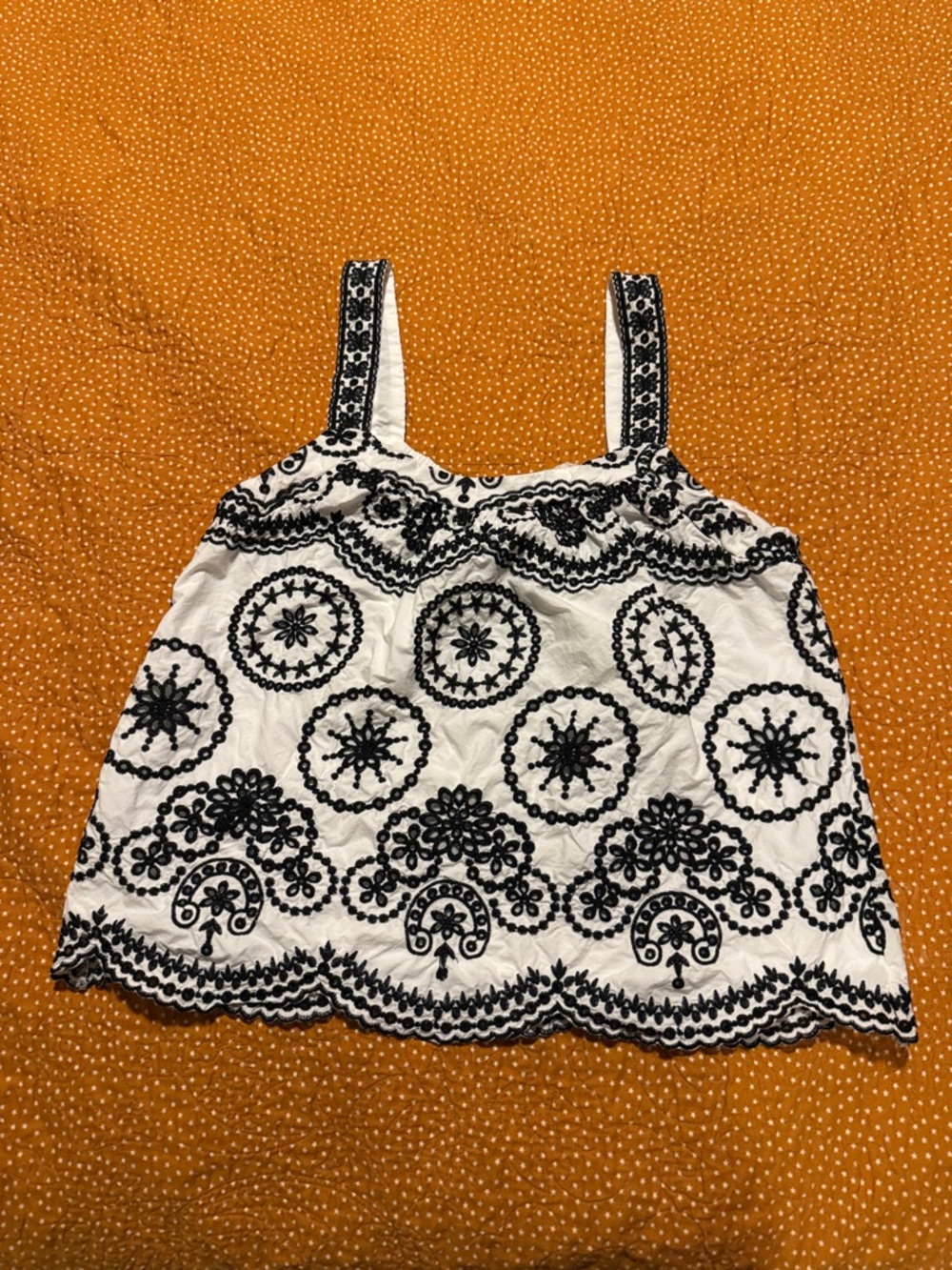 White Floral Medallion Embroidered Camisole